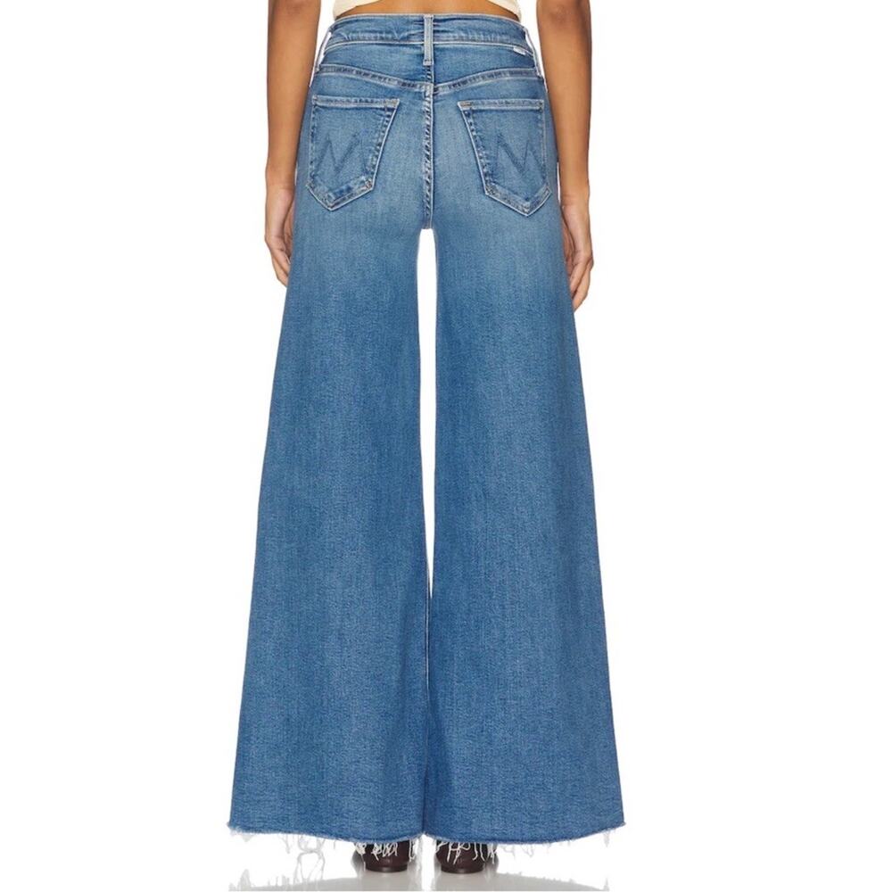 Mother Tomcat Swisher Sneak Fray Jeans Size 28 Blue Wide Leg Poppin' Wheelies - Picture 15 of 16